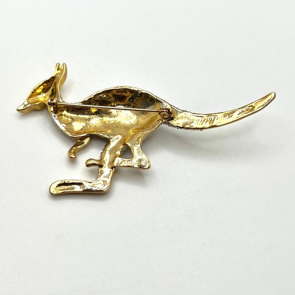 Australian Kangaroo Two Tone Rhinestone Brooch - Picture 5 of 5